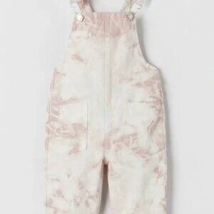 Zara Girls Pink Tie Dye Overalls